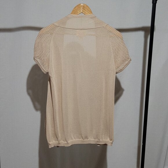 Andrea Jovine cardigan sweater light brown cocoon crochet neutral pockets new - Picture 6 of 14